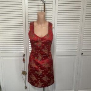 NWOT, Fredericks Asian inspired red sleeveless dress, gorgeous, Size 2